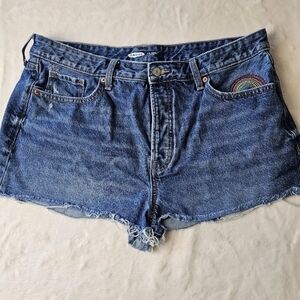 Old Navy Jean Shorts women’s 16  O.G. short High Rise Denim rainbow pride